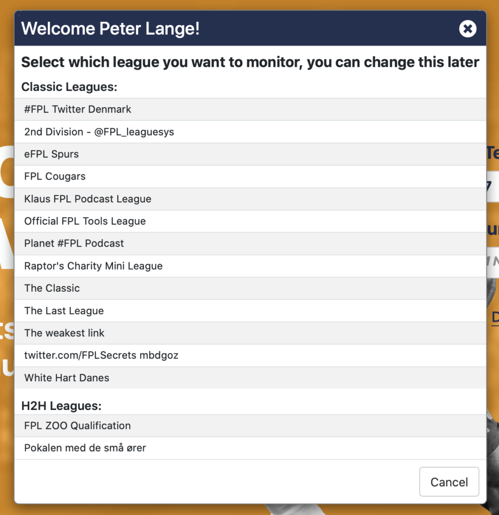 FPL Gameweek league Selector