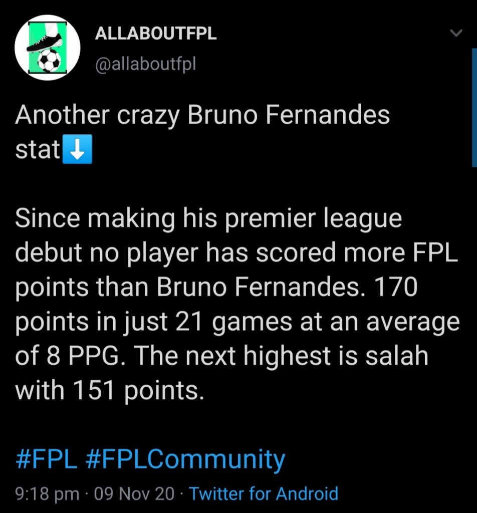 Bruno Fernandes GW9 Preview
