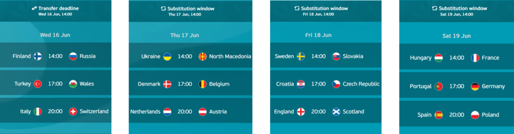 Euro Fantasy Matchday 2 Fixtured
