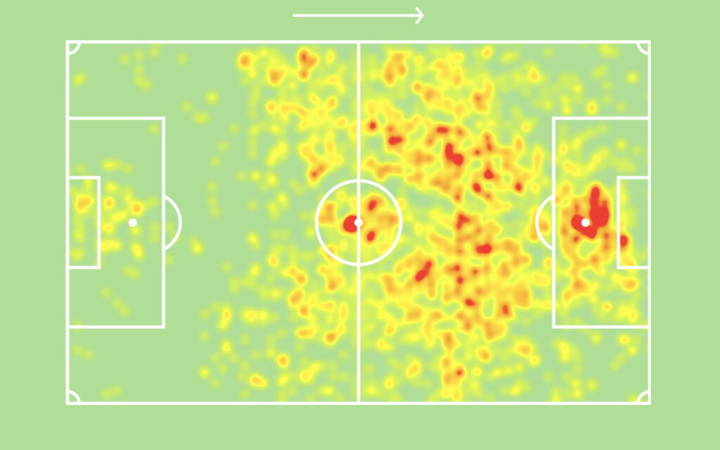 Ivan Toney heatmap from 2020/21 season 
