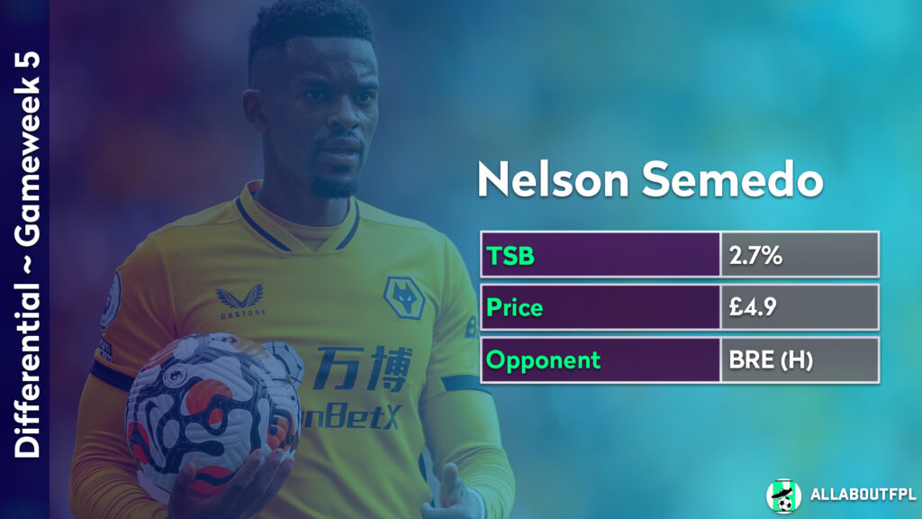 FPL GW5 Differential Picks ~ Nelson Semedo