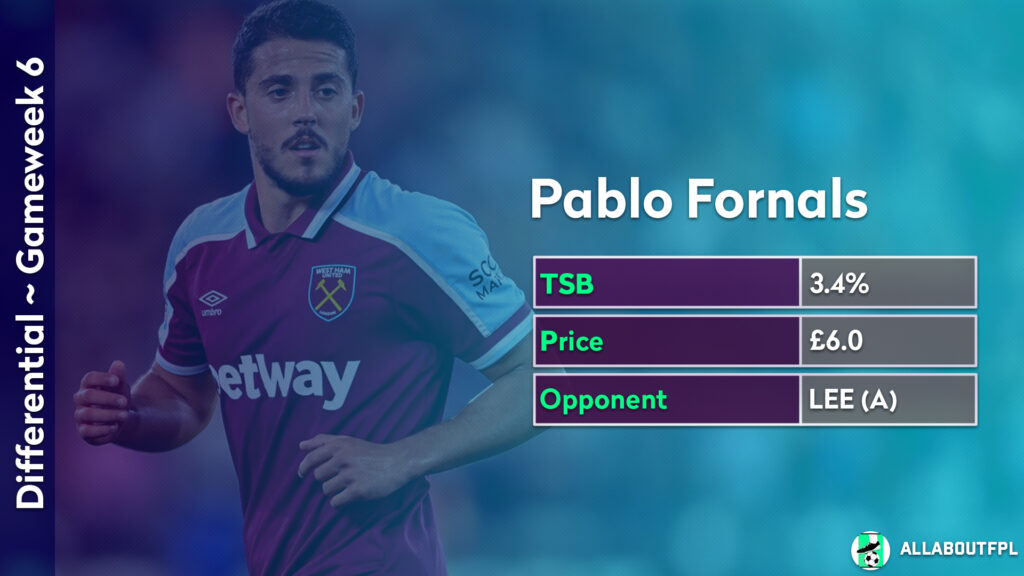 FPL GW6 ~ Differential pick ~ Pablo Fornals