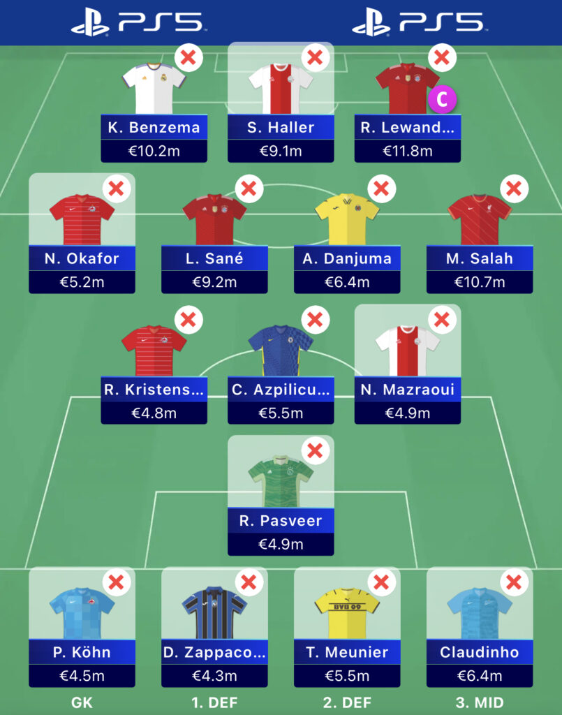UCL Matchday 5 Wildcard team