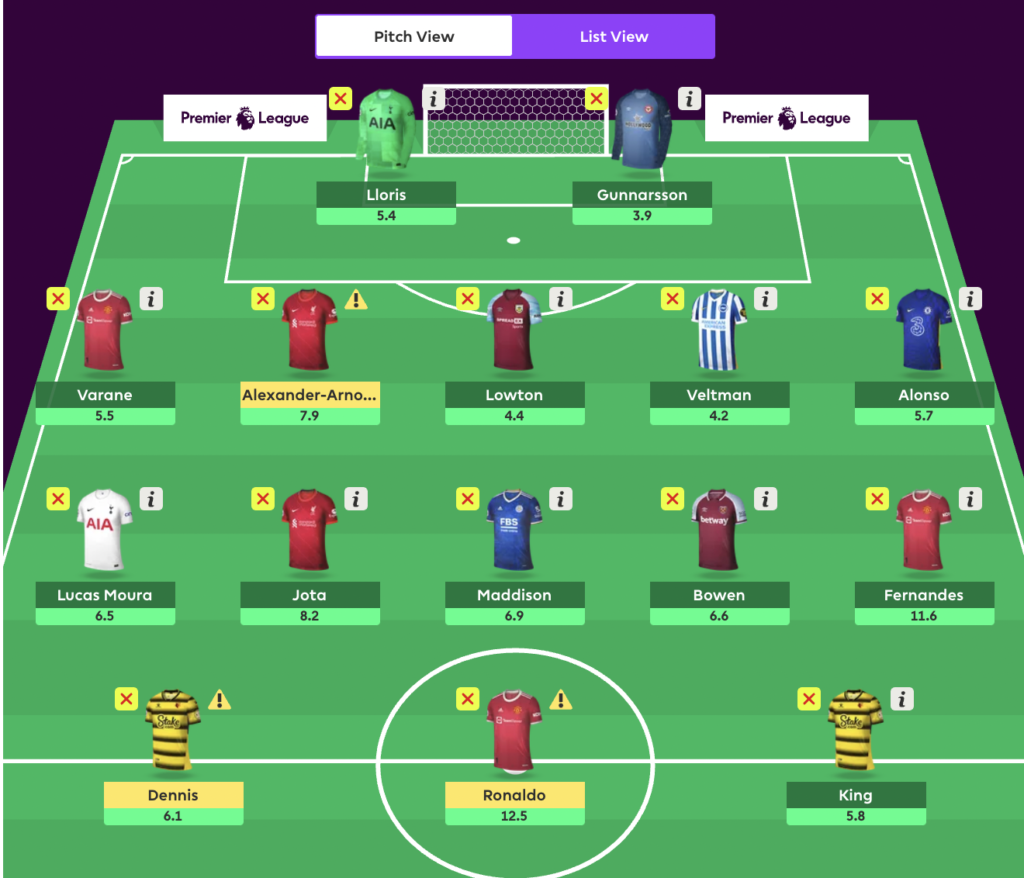 FPL GW22 Freehit Draft