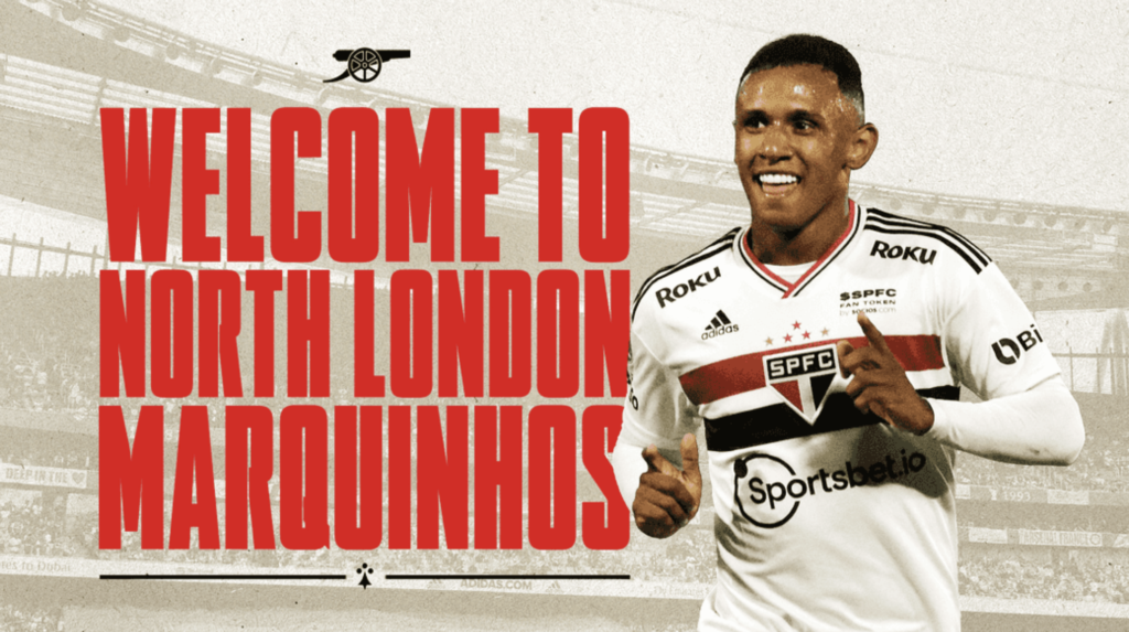 22/23 Premier League new signing for Arsenal ~ Marquinhos from Sao Paulo