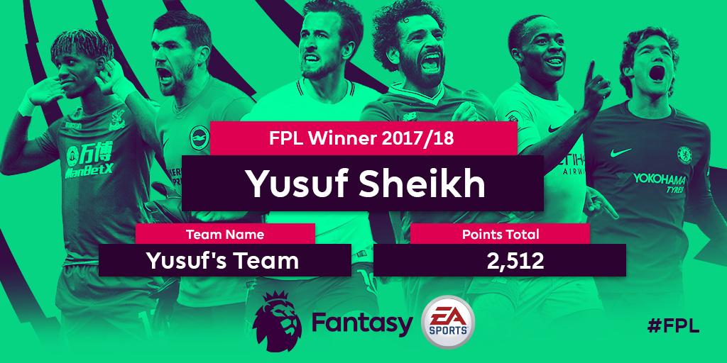 2017/18 FPL Winner Yusuf Sheikh