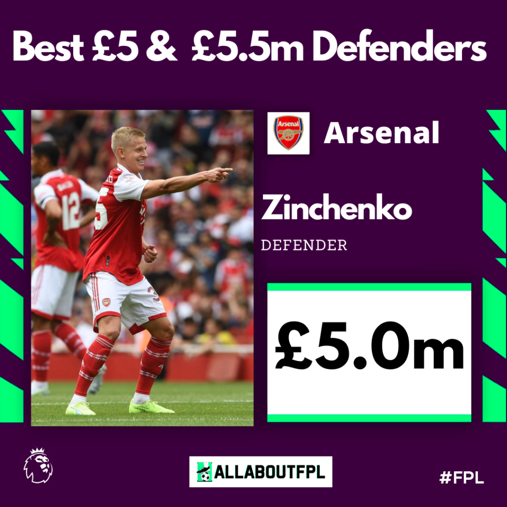 Best £5 & £5.5 Million FPL Defenders for the 2022/23 season ~ Oleksandr Zinchenko