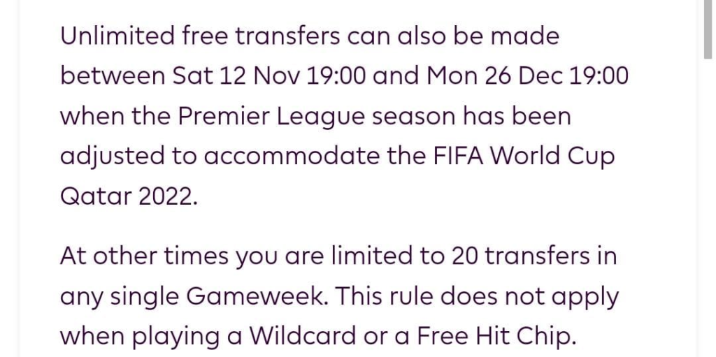 FPL Transfer changes