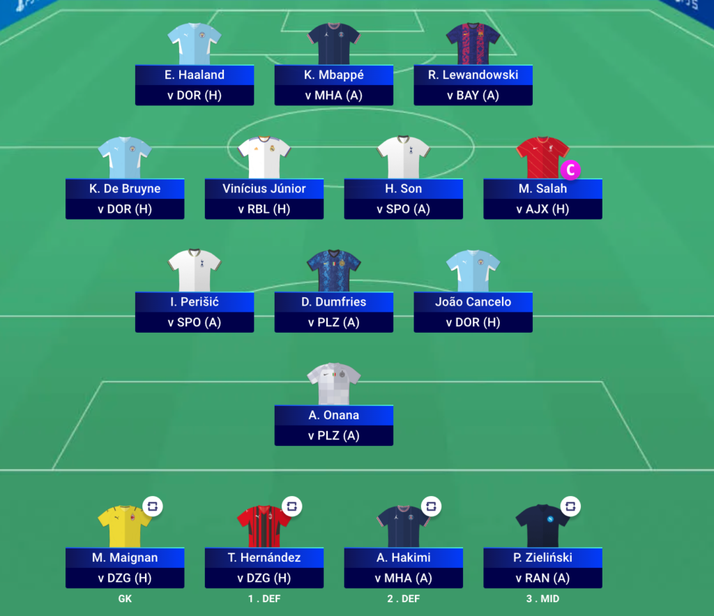 UCL Fantasy MD2 Limitless Team Selection