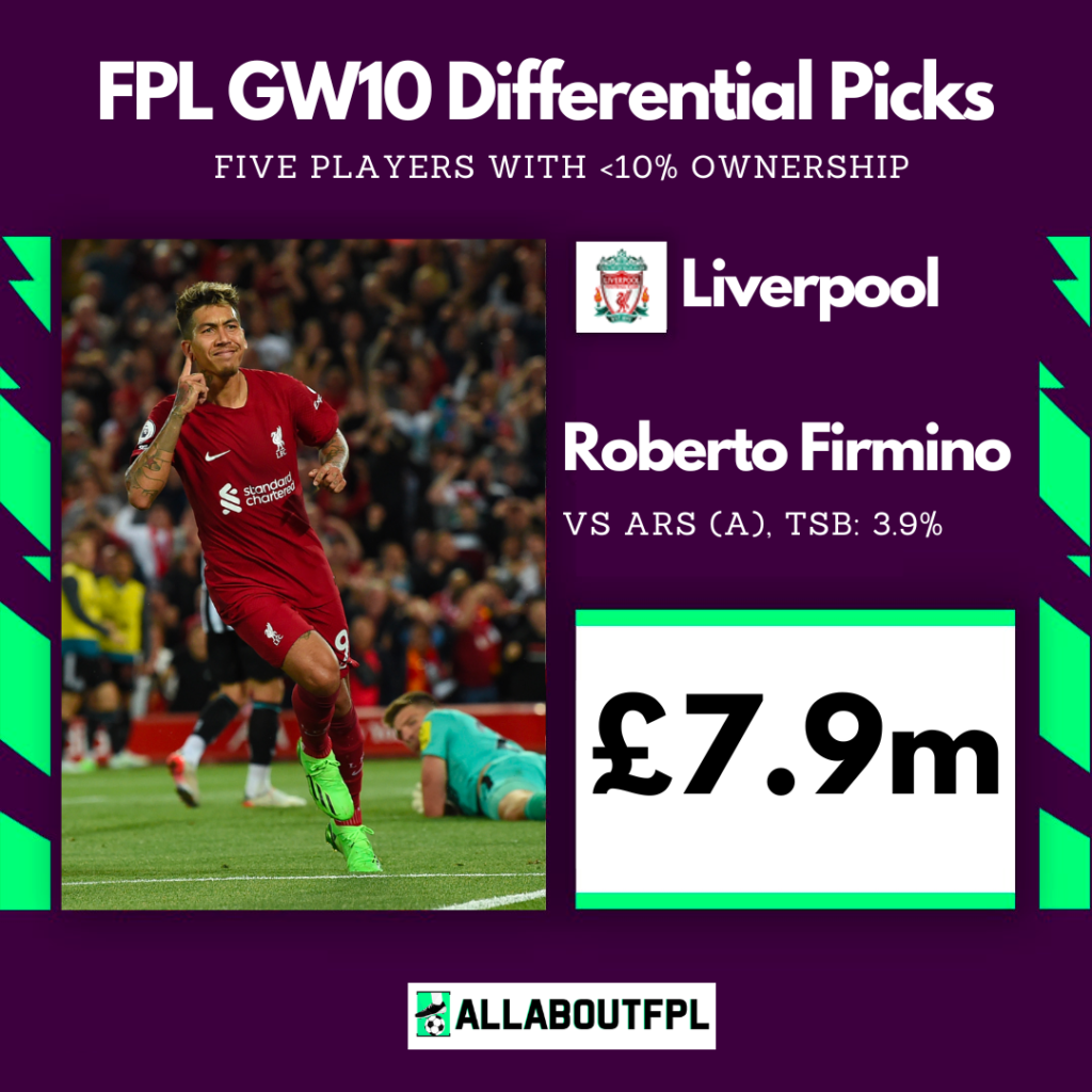 FPL GW10 Differential Picks ~ Roberto Firmino vs Arsenal(A)