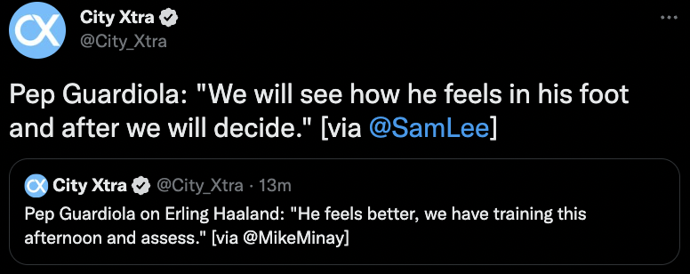 Haaland injury update 