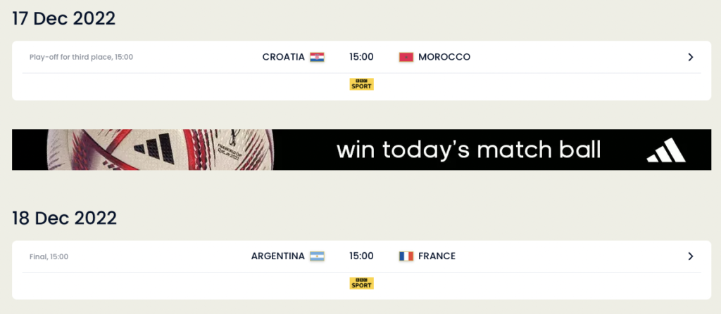 World cup fantasy Matchday 7 Fixtures