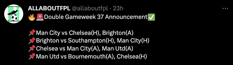 Teams Doubling in FPL GW37