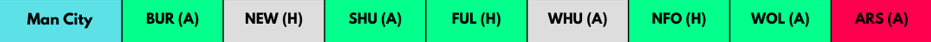 Manchester City FPL Fixtures from GW1-GW8