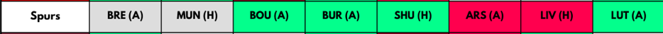 Tottenham FPL Fixtures from GW1-GW8