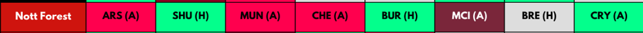 Forest FPL Fixtures from GW1-GW8