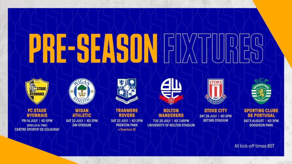 Everton 2023/24 Pre Season Fixtures 