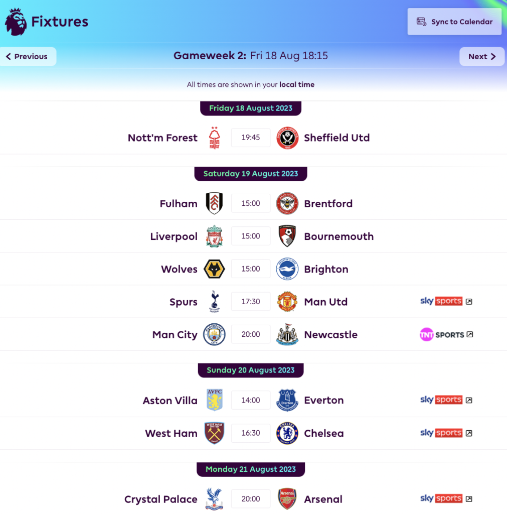 FPL GW2 Fixtures