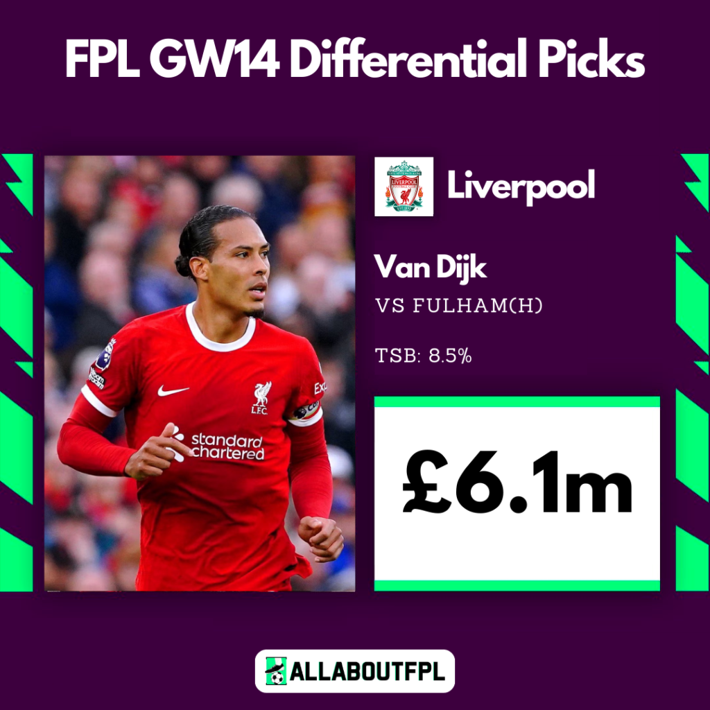 FPL GW14 Differential Picks-Van Dijk