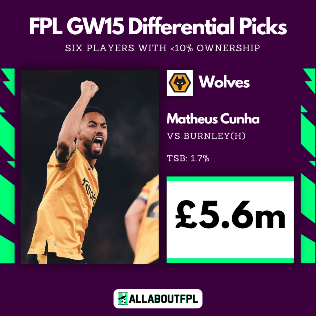 FPL GW15 Differential Picks ~ Cunha