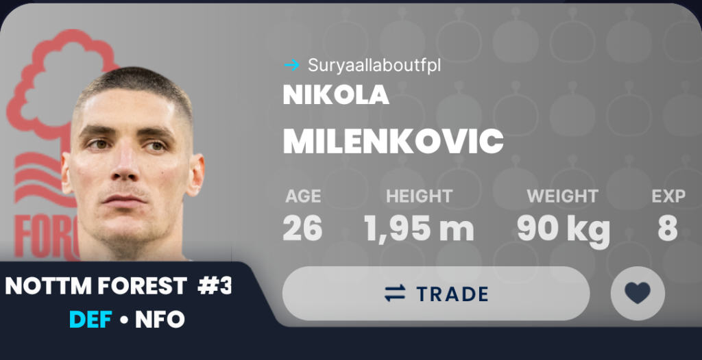Sleeper Draft Fantasy FC Week 3- Milenkovic