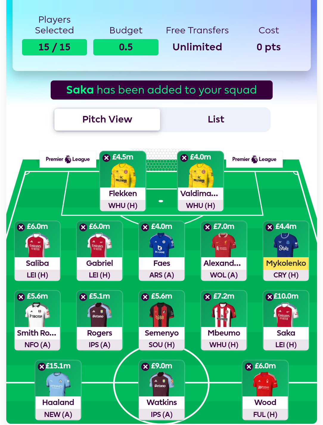 FPL GW6 Wildcard Draft 3