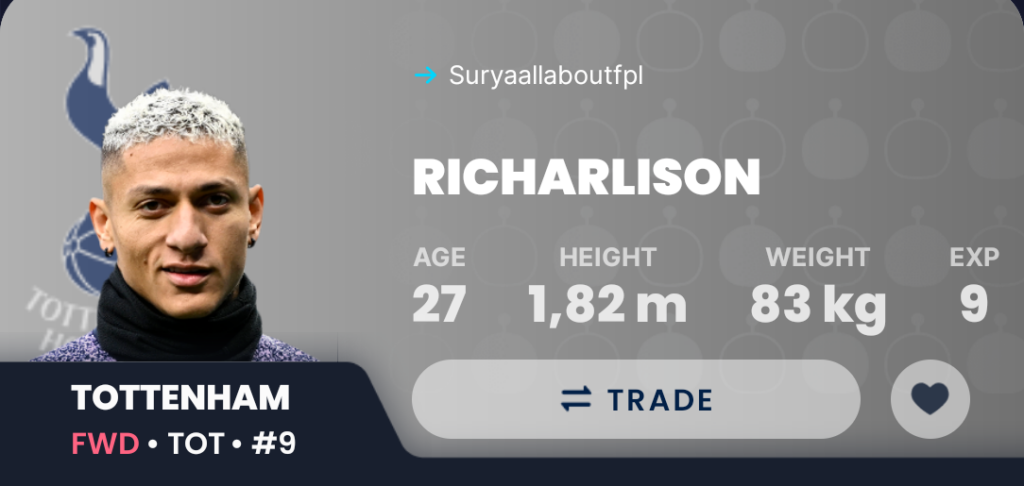 Sleeper Draft Fantasy GW23- Richarlison