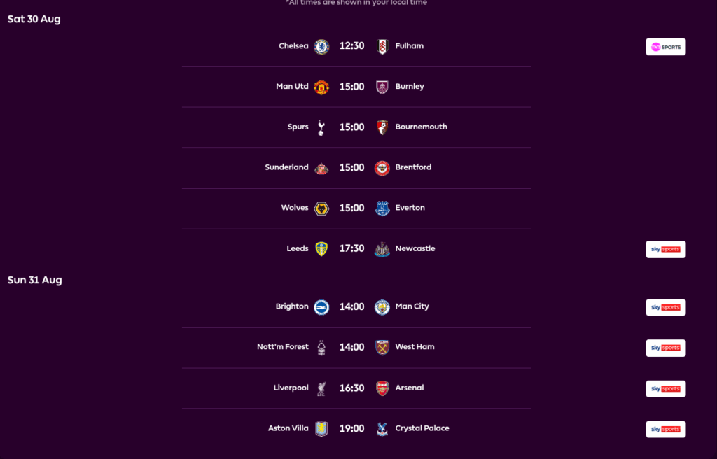 FPL GW3 Fixtures