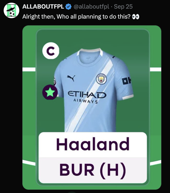 Haaland Triple Captain vs Burnley(H)