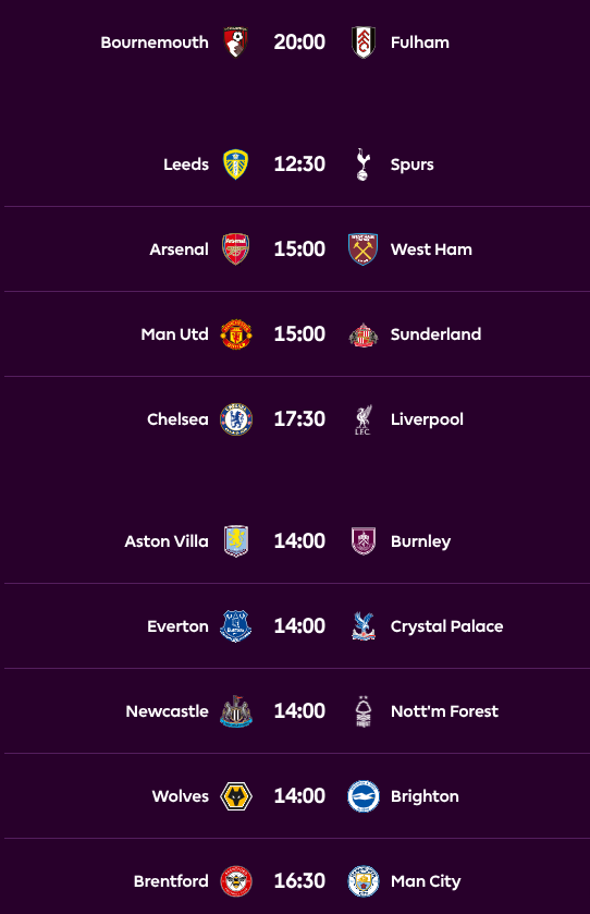 FPL GW7 Fixtures